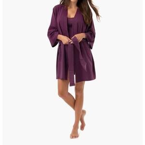 NEW UNDER THE CANOPY organic short lounge robe in grape